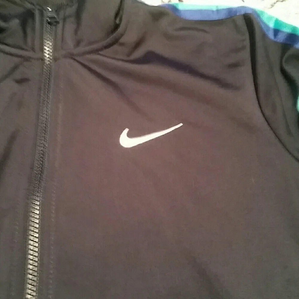 NIKE l Sweat Jacket Zippered Stripes Navy D5 - Picture 6 of 8